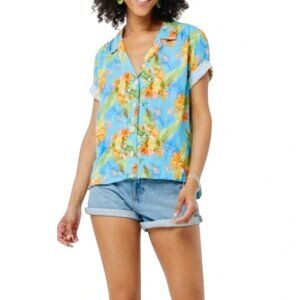 Roller Rabbit 100% Linen Hawaiian Button Down Shirt - Edwina - XS